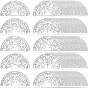 Nicunom 100 Pack Plastic Protractor 180 Degree Math Protractors Geometry Student Protractor, 4 Inches, Clear
