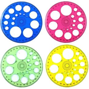 Honbay 4pcs Colorful 360 Degree Circular Plastic Protractor Ruler Template(Random 4 Colors)