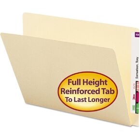 End Tab Folder, Straight Cut Extended Tab, 1-Ply, Letter, 14pt. Manila SMD24250
