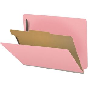 Heavy Duty End Tab Color Folders, 18 pt Letter Size, 2? Expansion, 1 Divider, Red (Box of 10)