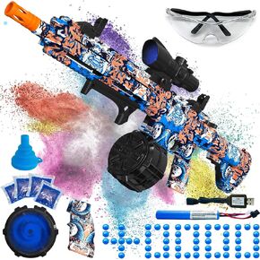 Electric Gel Ball Blaster, High Speed Automatic Splatter Ball Blaster with 40000+ and Goggles, JIFTOK Rechargeable Splatter Ball Toys for Outdoor Activities Shooting Game Party Favors-Blue Black