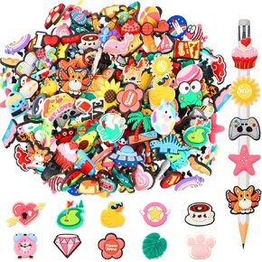 120Pcs Pencil Topper Decoation,Mixed Cute Pencil Clips,Bulk Pen Toppers Charm,Lovely Pencil Accessories Classroom Rewards Prizes Gift for Back to School Student Supplies Party Favors(Pattern Random)