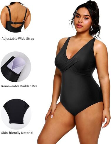 Yonique Plus Size Swimsuit One Piece Bathing Suits for Women Tummy Control Slimming Swimwear Black and White Stripe 18 Plus in Saudi Arabia