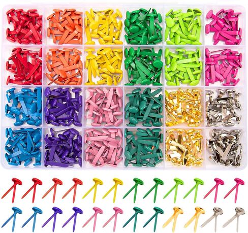 360 Pcs Brads for Paper Crafts, 12 Colors Metal Brass Brads Paper Fasteners, Mini Brads Split Pin for Paper Crafts, Scrapbooking, DIY Projects, Office Supplies in Saudi Arabia