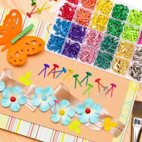 360 Pcs Brads for Paper Crafts, 12 Colors Metal Brass Brads Paper Fasteners, Mini Brads Split Pin for Paper Crafts, Scrapbooking, DIY Projects, Office Supplies in Saudi Arabia