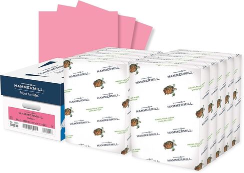 Hammermill Colored Paper, 20 lb Cherry Printer Paper, 8.5 x 11-10 Ream (5,000 Sheets) - Made in the USA, Pastel Paper, 102210C in Saudi Arabia
