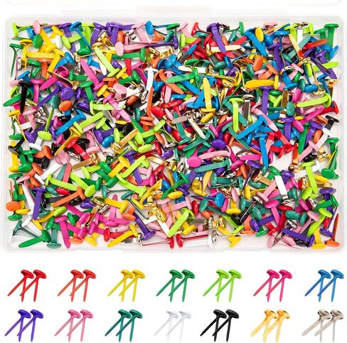 360 Pcs Brads for Paper Crafts, 12 Colors Metal Brass Brads Paper Fasteners, Mini Brads Split Pin for Paper Crafts, Scrapbooking, DIY Projects, Office Supplies in Saudi Arabia