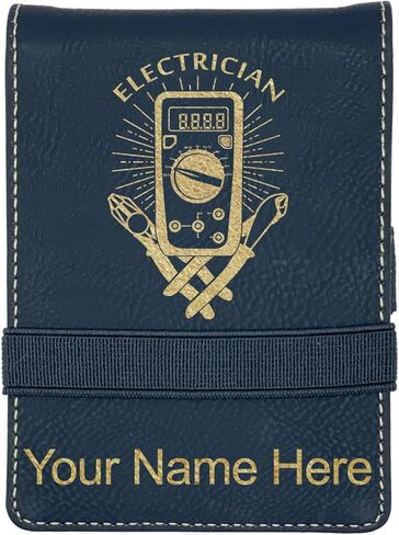 LaserGram Mini Padfolio with Notepad and Pen, Electrician, Personalized Engraving Included (Black with Gold) in Saudi Arabia