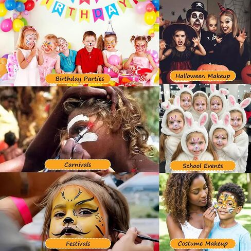 Face Painting Kit for Kids & Adults, Non-Toxic, Water-Based, Washable Professional Face Paint with 18 Vibrant Colors, Stencils & Brushes - Perfect for Halloween, Birthday Parties, Festivals & Events in Saudi Arabia