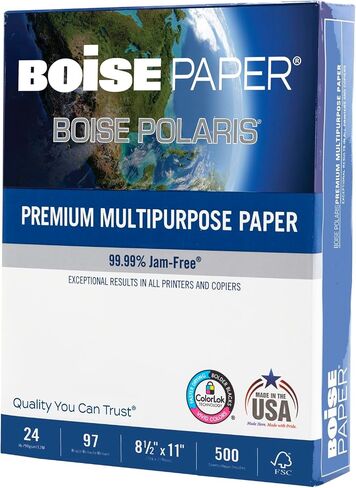 Boise Paper Premium Multipurpose Copy Paper | 8.5" x 11" Letter | 97 Bright White, 24 lb. | 10 Ream Carton (5,000 Sheets) in Saudi Arabia