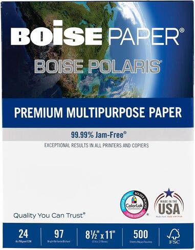 Boise Paper Premium Multipurpose Copy Paper | 8.5" x 11" Letter | 97 Bright White, 24 lb. | 10 Ream Carton (5,000 Sheets) in Saudi Arabia