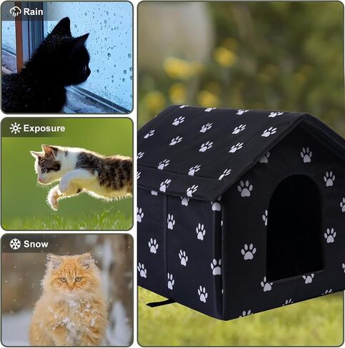 Cat Houses for Outdoor Cats Outdoor Houses for Feral Cats Dogs Cat House with Water-Resistant Canvas Roof Stray Cats Shelter (Cat House Brown, Large-Houses) in Saudi Arabia