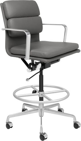 Laura Davidson Furniture SOHO II Padded Drafting Chair for Standing Desks, Standing Desk Chair - Ergonomically Designed, Commercial Grade Draft Height, Arm Rest & Cushion, Made of Faux Leather, White in Saudi Arabia