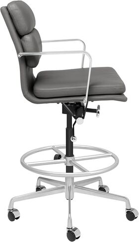 Laura Davidson Furniture SOHO II Padded Drafting Chair for Standing Desks, Standing Desk Chair - Ergonomically Designed, Commercial Grade Draft Height, Arm Rest & Cushion, Made of Faux Leather, White in Saudi Arabia