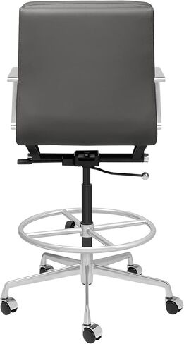 Laura Davidson Furniture SOHO II Padded Drafting Chair for Standing Desks, Standing Desk Chair - Ergonomically Designed, Commercial Grade Draft Height, Arm Rest & Cushion, Made of Faux Leather, White in Saudi Arabia