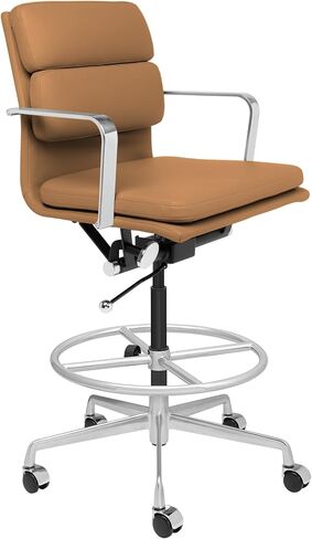 Laura Davidson Furniture SOHO II Padded Drafting Chair for Standing Desks, Standing Desk Chair - Ergonomically Designed, Commercial Grade Draft Height, Arm Rest & Cushion, Made of Faux Leather, White in Saudi Arabia