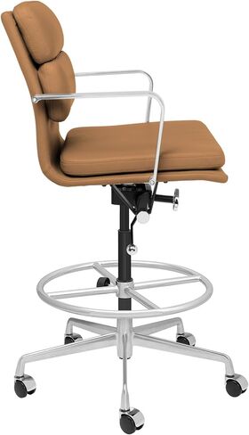 Laura Davidson Furniture SOHO II Padded Drafting Chair for Standing Desks, Standing Desk Chair - Ergonomically Designed, Commercial Grade Draft Height, Arm Rest & Cushion, Made of Faux Leather, White in Saudi Arabia