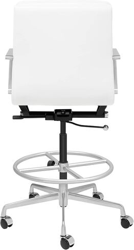 Laura Davidson Furniture SOHO II Padded Drafting Chair for Standing Desks, Standing Desk Chair - Ergonomically Designed, Commercial Grade Draft Height, Arm Rest & Cushion, Made of Faux Leather, White in Saudi Arabia