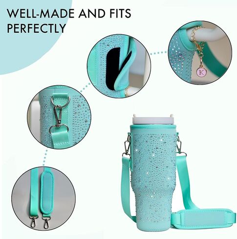 حقيبة كأس ستانلي 40 أونصة، حقيبة حامل زجاجة مياه مع حامل بهلوان بحزام قابل للتعديل لإكسسوارات كأس ستانلي حقيبة ظهر ستانلي للكوب (أسود) in Kuwait