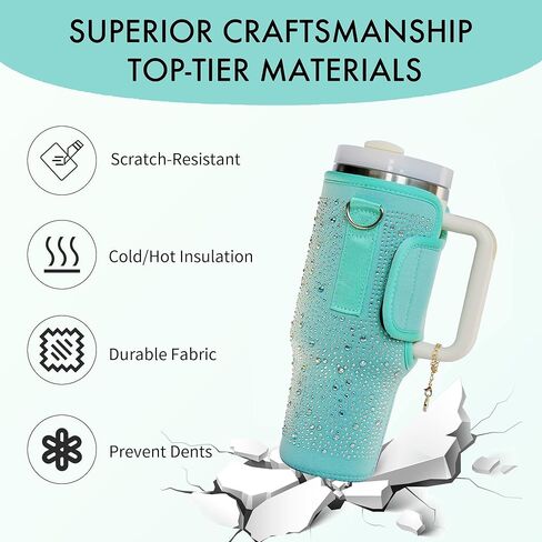 حقيبة كأس ستانلي 40 أونصة، حقيبة حامل زجاجة مياه مع حامل بهلوان بحزام قابل للتعديل لإكسسوارات كأس ستانلي حقيبة ظهر ستانلي للكوب (أسود) in Kuwait