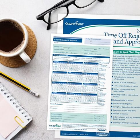 2025 Time Off Request and Approval Form, Small (5 1/2" x 8 1/2"), 2-Part, Pack of 50 in Saudi Arabia