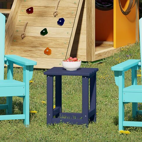 WestinTrends Malibu Kids Outdoor Patio Furniture HDPE Adirondack Square Side Table, Navy Blue in Saudi Arabia