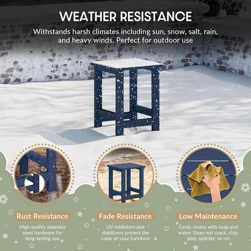 WestinTrends Malibu Kids Outdoor Patio Furniture HDPE Adirondack Square Side Table, Navy Blue in Saudi Arabia