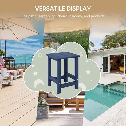 WestinTrends Malibu Kids Outdoor Patio Furniture HDPE Adirondack Square Side Table, Navy Blue in Saudi Arabia
