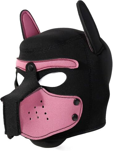 Pup Hood, Pup Play Hood, Removable Dog Full Face Pup Hood (Red) in Saudi Arabia
