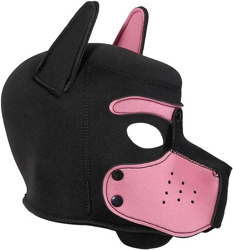 Pup Hood, Pup Play Hood, Removable Dog Full Face Pup Hood (Red) in Saudi Arabia