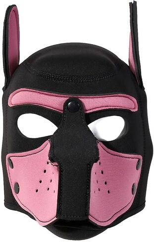 Pup Hood, Pup Play Hood, Removable Dog Full Face Pup Hood (Red) in Saudi Arabia