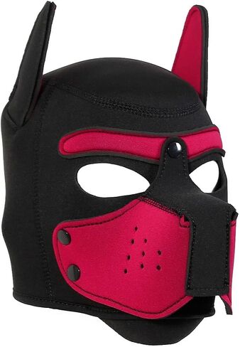 Pup Hood, Pup Play Hood, Removable Dog Full Face Pup Hood (Red) in Saudi Arabia