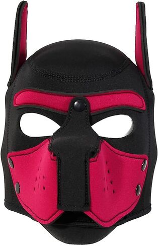 Pup Hood, Pup Play Hood, Removable Dog Full Face Pup Hood (Red) in Saudi Arabia
