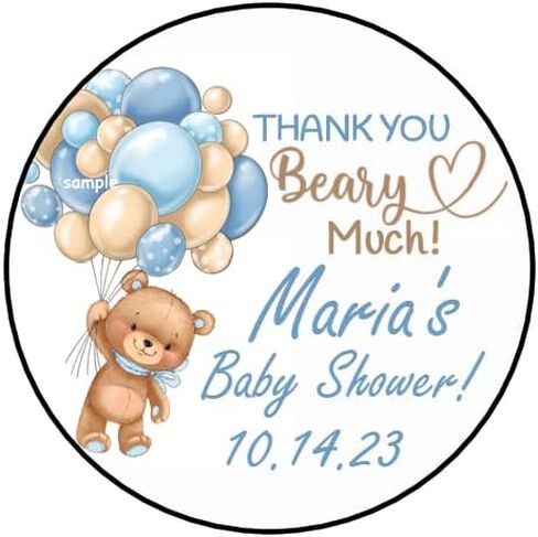 60 pcs Teddy Bear Baby Shower Stickers - Blue - Pink - Baby Shower Favors - Labels - Tags - Personalized - 1.5" - Round - Sticker for envelopes cards gifts - seals - stamps - Boy -Girl - Thank You in Saudi Arabia