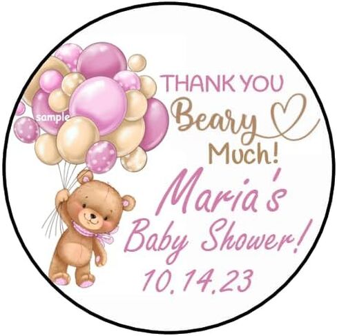 60 pcs Teddy Bear Baby Shower Stickers - Blue - Pink - Baby Shower Favors - Labels - Tags - Personalized - 1.5" - Round - Sticker for envelopes cards gifts - seals - stamps - Boy -Girl - Thank You in Saudi Arabia