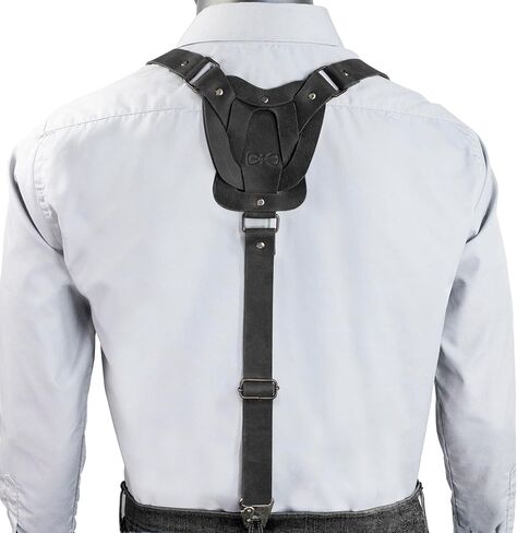 Hide & Groom, Rustic Suspenders with Adjustable Size Straps for Men, Wedding, Heavy Duty, Steampunk, Full Grain Leather, Handmade Western Accessories, Bourbon Brown in Saudi Arabia
