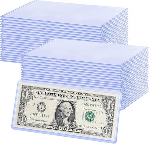 20 Pack Currency Sleeves: Clear Rigid PVC Protective Dollar Bill Sleeves - Currency Topload Holder - Safe Scratch-Resistant Display Paper Money Dollar Bill Holders for Collectors in Saudi Arabia