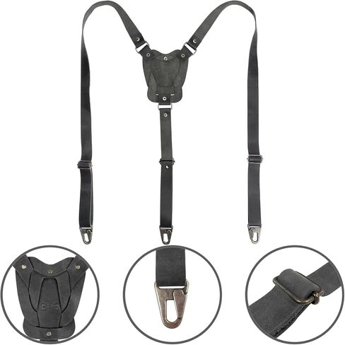 Hide & Groom, Rustic Suspenders with Adjustable Size Straps for Men, Wedding, Heavy Duty, Steampunk, Full Grain Leather, Handmade Western Accessories, Bourbon Brown in Saudi Arabia