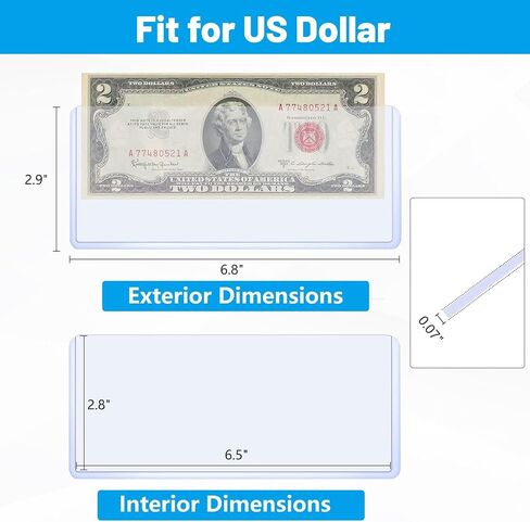 20 Pack Currency Sleeves: Clear Rigid PVC Protective Dollar Bill Sleeves - Currency Topload Holder - Safe Scratch-Resistant Display Paper Money Dollar Bill Holders for Collectors in Saudi Arabia