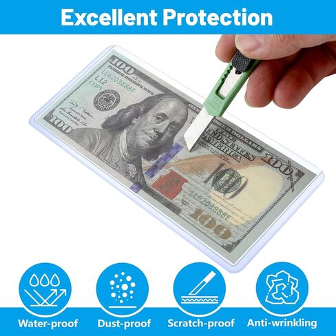 20 Pack Currency Sleeves: Clear Rigid PVC Protective Dollar Bill Sleeves - Currency Topload Holder - Safe Scratch-Resistant Display Paper Money Dollar Bill Holders for Collectors in Saudi Arabia
