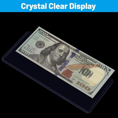 20 Pack Currency Sleeves: Clear Rigid PVC Protective Dollar Bill Sleeves - Currency Topload Holder - Safe Scratch-Resistant Display Paper Money Dollar Bill Holders for Collectors in Saudi Arabia
