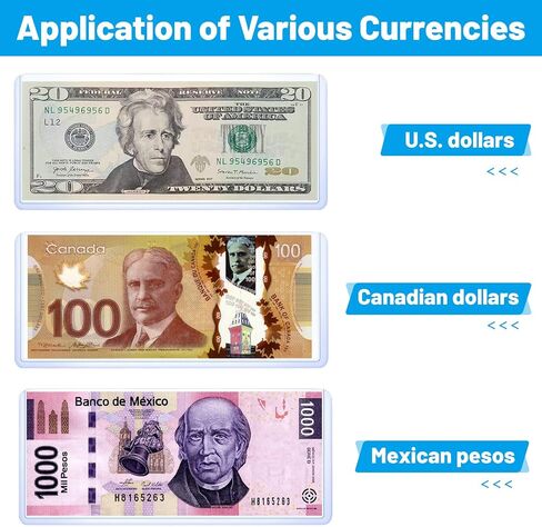 20 Pack Currency Sleeves: Clear Rigid PVC Protective Dollar Bill Sleeves - Currency Topload Holder - Safe Scratch-Resistant Display Paper Money Dollar Bill Holders for Collectors in Saudi Arabia