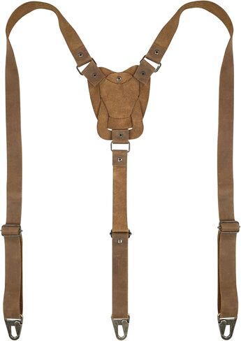 Hide & Groom, Rustic Suspenders with Adjustable Size Straps for Men, Wedding, Heavy Duty, Steampunk, Full Grain Leather, Handmade Western Accessories, Bourbon Brown in Kuwait