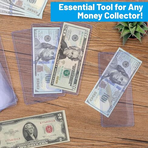 20 Pack Currency Sleeves: Clear Rigid PVC Protective Dollar Bill Sleeves - Currency Topload Holder - Safe Scratch-Resistant Display Paper Money Dollar Bill Holders for Collectors in Saudi Arabia