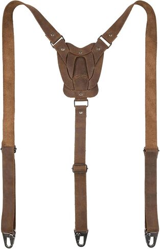 Hide & Groom, Rustic Suspenders with Adjustable Size Straps for Men, Wedding, Heavy Duty, Steampunk, Full Grain Leather, Handmade Western Accessories, Bourbon Brown in Kuwait