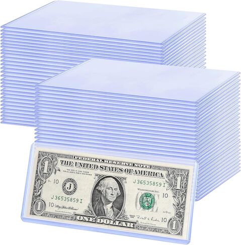 20 Pack Currency Sleeves: Clear Rigid PVC Protective Dollar Bill Sleeves - Currency Topload Holder - Safe Scratch-Resistant Display Paper Money Dollar Bill Holders for Collectors in Saudi Arabia