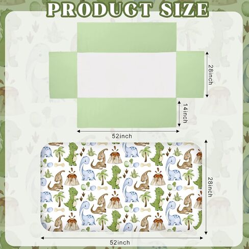 3 Pcs Baby Crib Bedding Set Safari Animals Dinosaurs Teddy Bear Woodland Animals Jungle Crib Set Includes Quilt, Fitted Sheet, Skirt for Baby Boy Girl(Green,Dinosaur) in Saudi Arabia