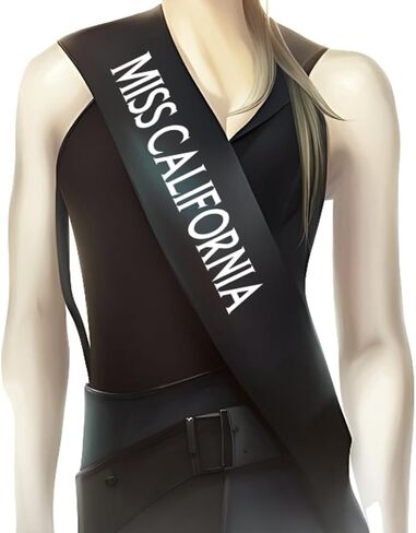Miss California Sash - Custom Satin Sashes for Women (White, Customize Your Way) in Kuwait