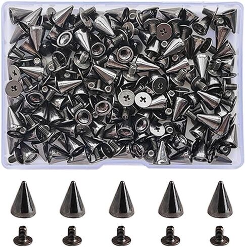 100 Pairs Cone Spikes, 7X10mm Metal Bullet Cone Spikes, Metal Tree Spikes for Clothing Leather Belts Cool Rivets (Silver) in Saudi Arabia