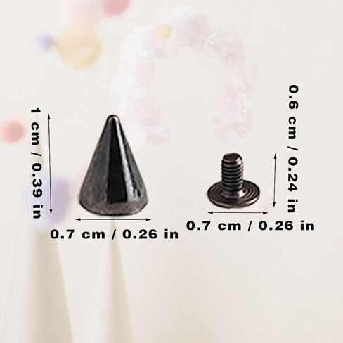 100 Pairs Cone Spikes, 7X10mm Metal Bullet Cone Spikes, Metal Tree Spikes for Clothing Leather Belts Cool Rivets (Silver) in Saudi Arabia